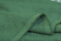 Лён умягченный защитно-зелёного цвета. Энзимная стирка.