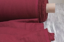 Лён костюмно-плательный умягченный бордо. Энзимная стирка.