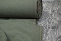 Лён костюмно-плательный серый хаки. Энзимная стирка.