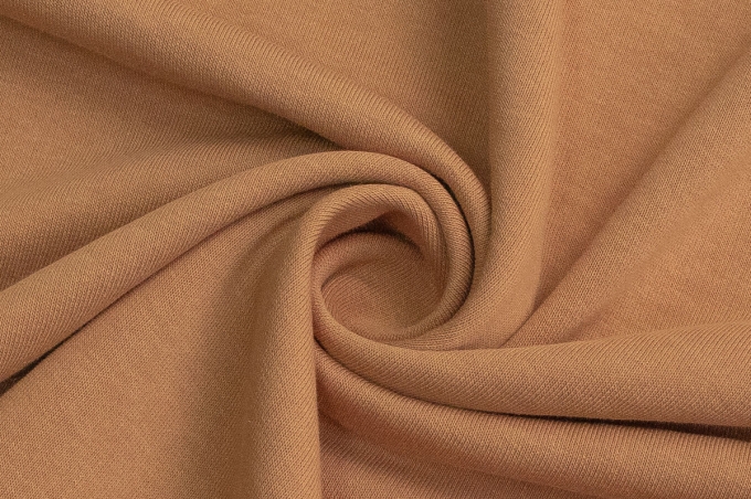 Трикотаж футер 3-х нитка петельный. Карамель 06-01