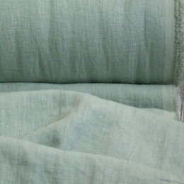Лён костюмно-плательный плотный нежная мята 260г/м2. Энзимная стирка.