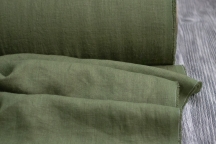 Лён костюмно-плательный умягченный защитно-зелёный. Энзимная стирка.