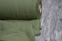 Лён костюмно-плательный умягченный защитно-зелёный. Энзимная стирка.