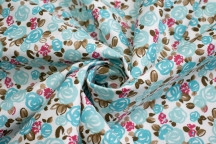 Костюмный хлопок пике в цветочном принте