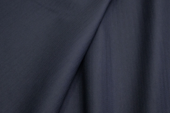 Жаккардовый костюмный хлопок в ёлочку синий цвет