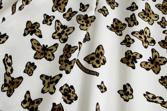 Костюмный хлопок с эластаном Moschino бабочки