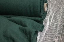 Лён костюмно-плательный плотный темный изумруд 260г/м2 с эффектом мятости Лён костюмно-плательный плотный темный изумруд 260г/м2 с эффектом мятости