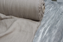 Лён костюмно-плательный серо-бежевый. Энзимная стирка.