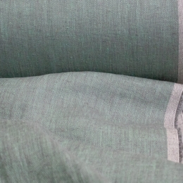 Лён костюмно-плательный серо-зеленый меланж с эффектом мятости-%
