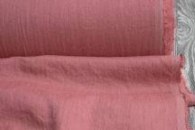 Лён плательный с вискозой бледно-коралловый с эффектом мятости