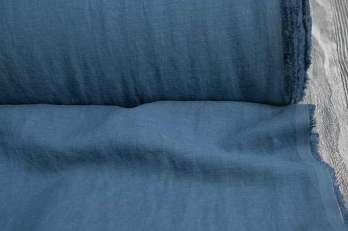 Лён плательный с вискозой морская волна с эффектом мятости