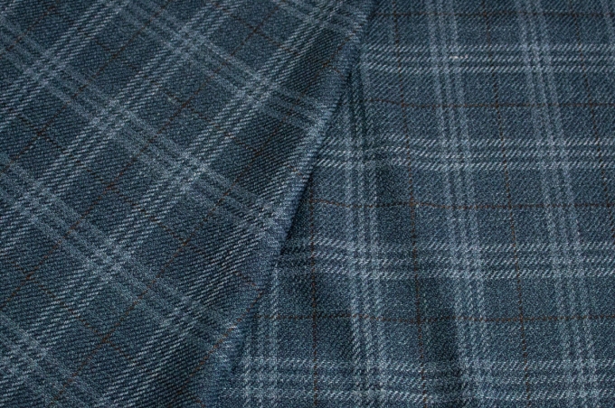 Итальянская костюмная шерсть лазурная клетка