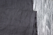 Лён костюмно-плательный серый моренго с эффектом мятости