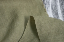 Лён умягченный светлая оливка 250см с эффектом мятости