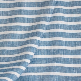 Medium Weight Linen white, blue and turquoise stripes