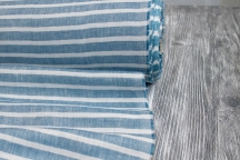 Medium Weight Linen white, blue and turquoise stripes