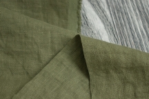 Лён костюмно-плательный защитно-зелёный с эффектом мятости