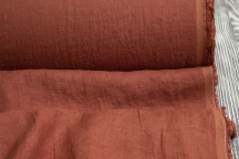 Лён костюмно-плательный терракотовый с эффектом мятости