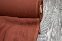 Лён костюмно-плательный терракотовый с эффектом мятости