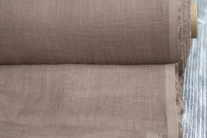 Лён плательно-блузочный капучино с эффектом мятости