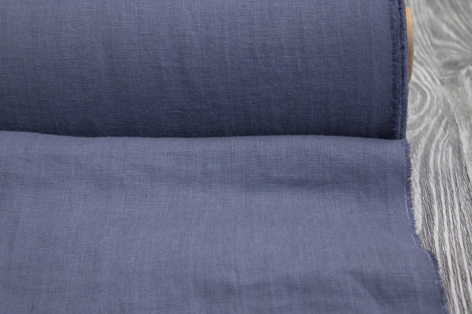 Лён костюмно-плательный деним с эффектом мятости 4С33