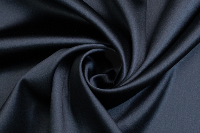 Натуральный шёлк-атлас c эластаном синий