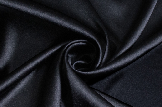 Натуральный шёлк-атлас c эластаном темно-синий чернильный