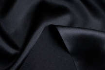 Натуральный шёлк-атлас c эластаном темно-синий чернильный