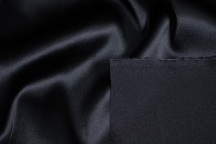 Натуральный шёлк-атлас c эластаном темно-синий чернильный