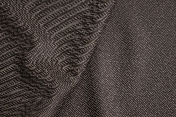 Итальянский шерстяной твид коричневая ёлочка