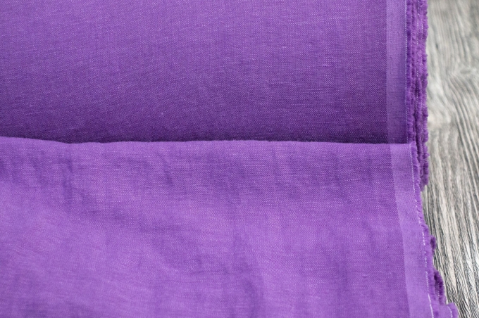 Лён с вискозой плательный фиолетовый с эффектом мятости