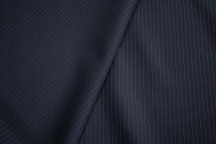 Итальянская костюмная шерсть тёмно-синяя в полоску