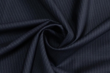 Итальянская костюмная шерсть тёмно-синяя в полоску