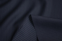 Итальянская костюмная шерсть тёмно-синяя в полоску