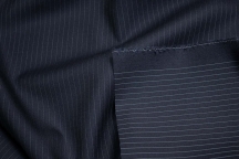 Итальянская костюмная шерсть тёмно-синяя в полоску