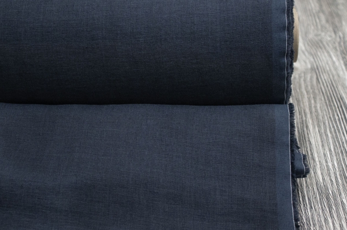 Medium Weight Linen Stone Washed dark blue