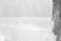 Extra Wide Snow-White Washed Linen Fabric, 255 cm, Crinkled Look