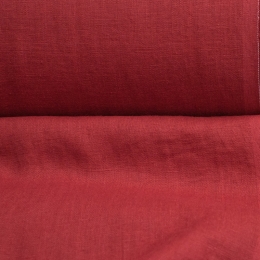 Лён костюмно-плательный рубиново-красный c эффектом мятости