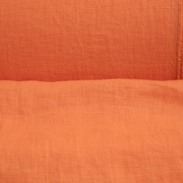 Лён костюмно-плательный ярко-оранжевый с эффектом мятости