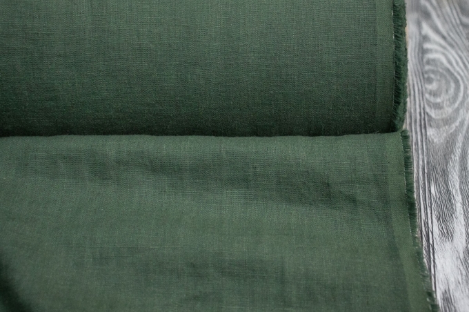 Medium Weight Linen Stone Washed emerald green