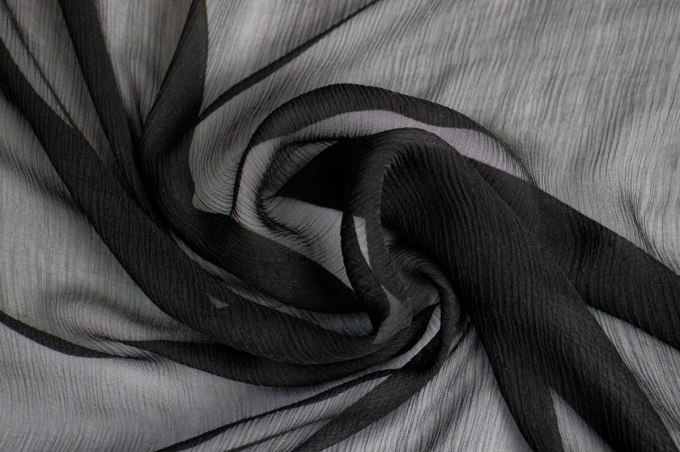 Silk crush chiffon black