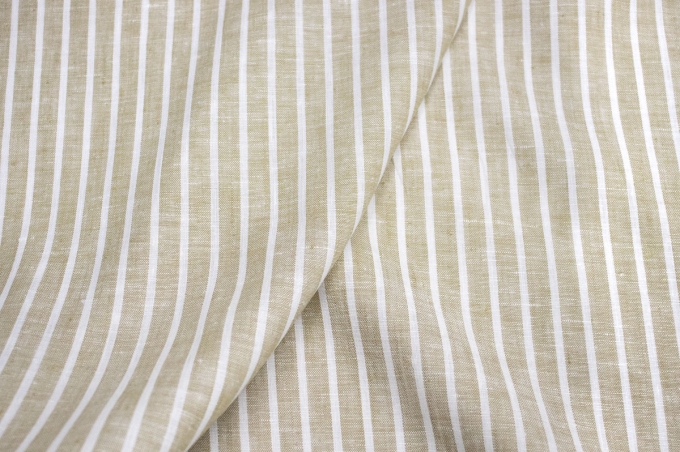 Dress-blouse linen grey-beige, white-milk stripes