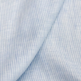 Лён плательно-блузочный голубая, белая полоска