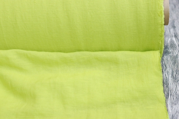 Medium Weight linen with Viscose Stone Washed lemon yellow-salad