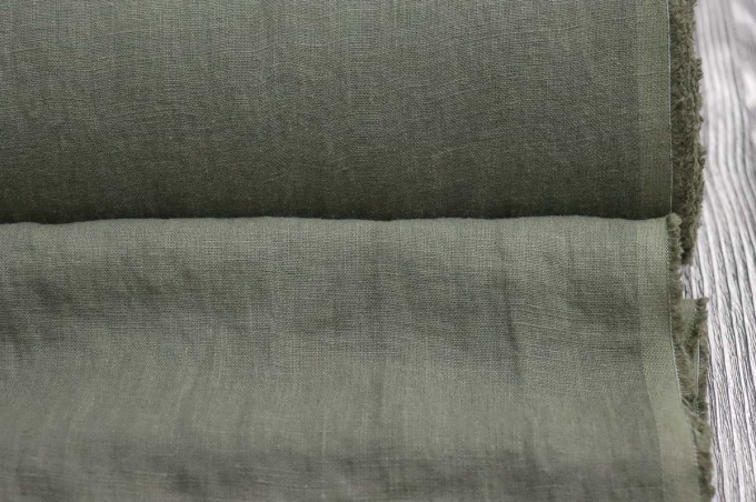 Medium Weight Linen Stone Washed muted khaki
