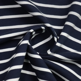 Knitwear french terry double thread blue, white stripe