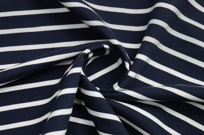 Knitwear french terry double thread blue, white stripe