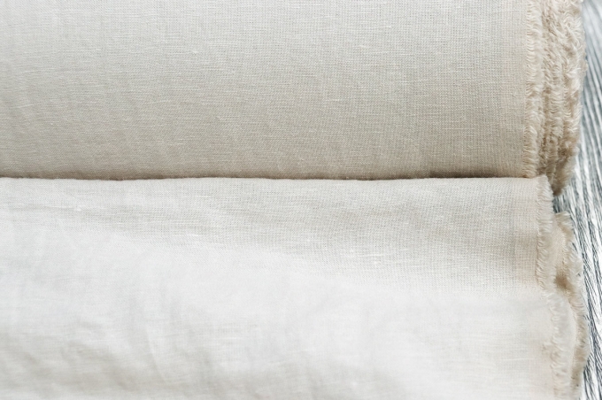 Medium Weight linen with Viscose Stone Washed gray-cream
