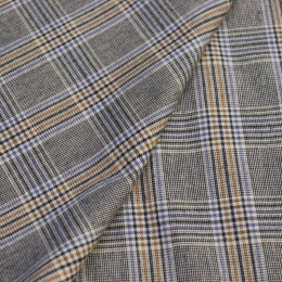 Итальянская костюмная шерсть с полиэстером бежевая клетка