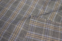 Итальянская костюмная шерсть с полиэстером бежевая клетка